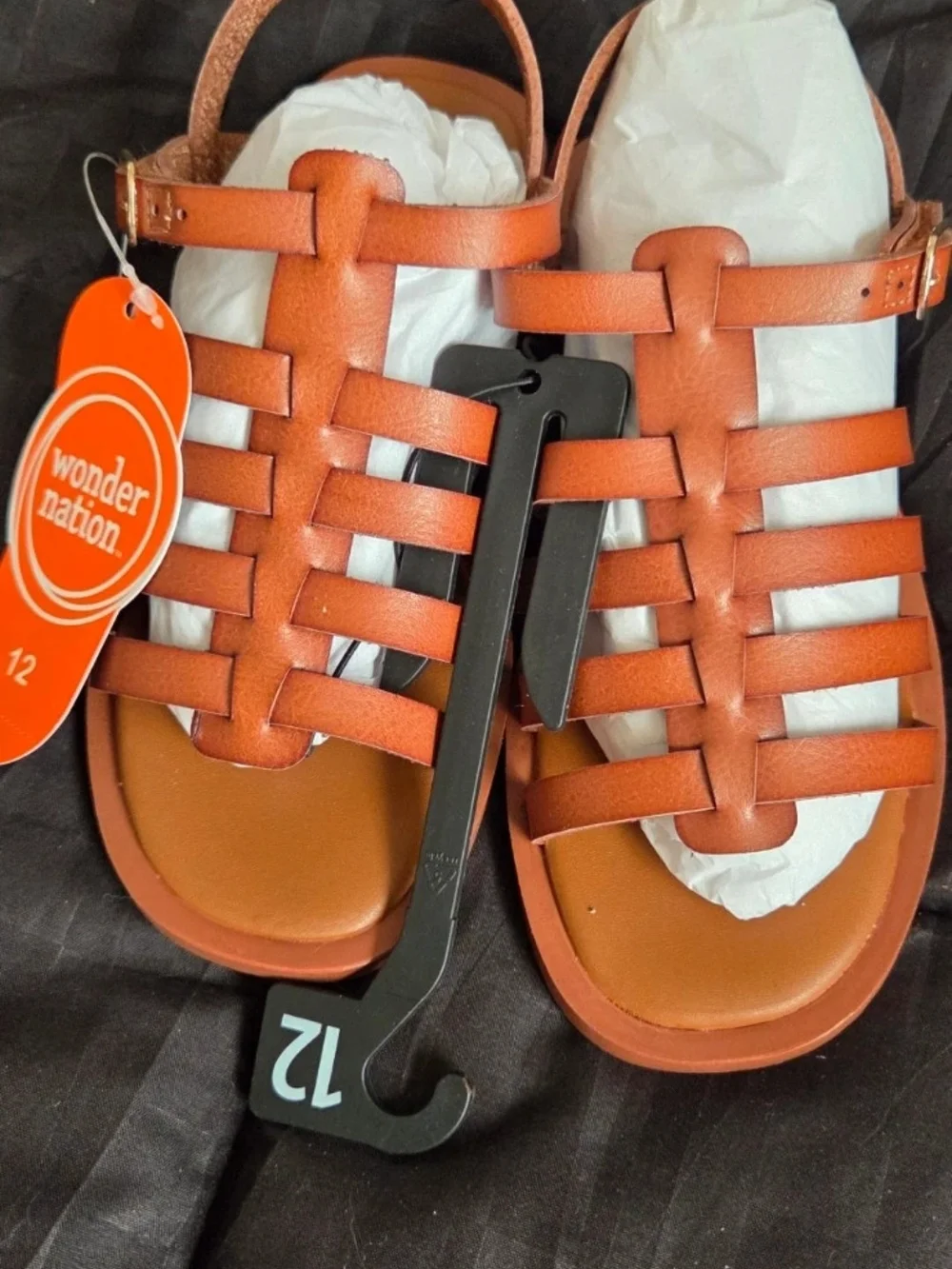 wonder nation Girls' Tan Strappy Gladiator Sandals